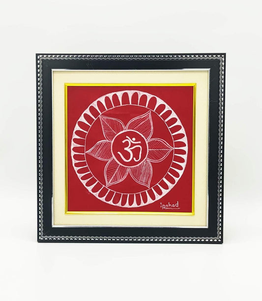 Traditional Hand Painted OM Aipan Artwork Framed Paintings for wall
